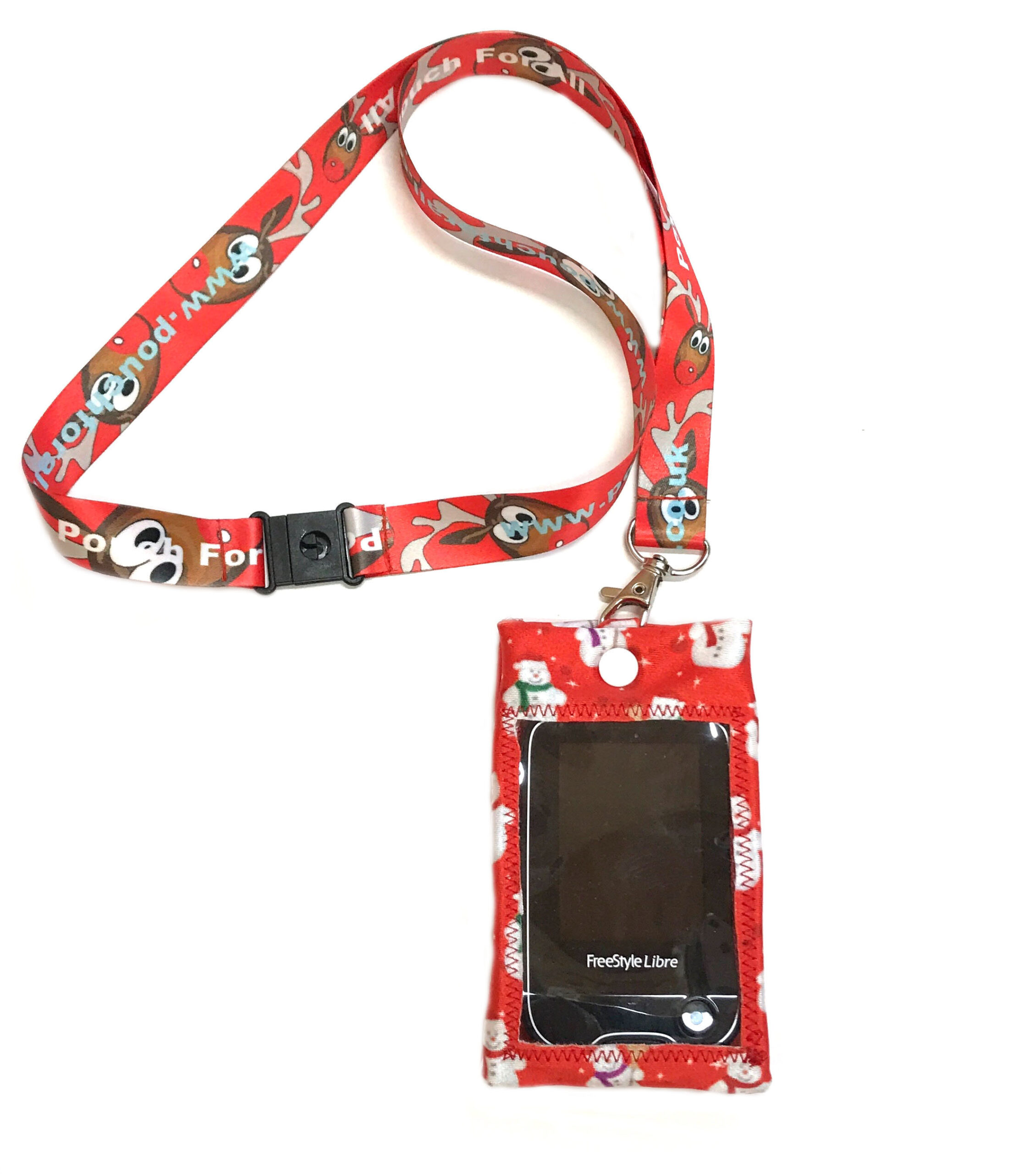 FreeStyle Libre Snowman Pouch with Rudolph lanyard