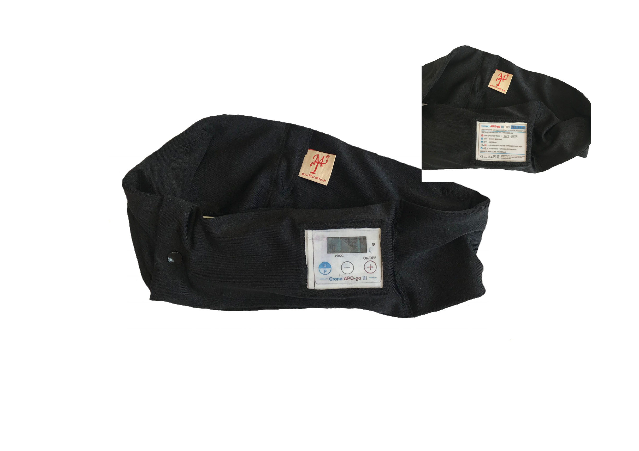 SALE! Parkinson's Disease Pump Double Window Waist Band Pouch Black