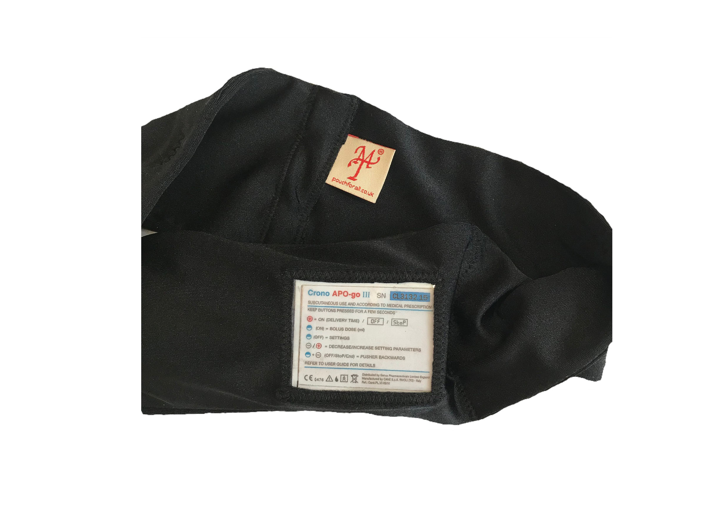 SALE! Parkinson's Disease Pump Double Window Waist Band Pouch Black - Image 3
